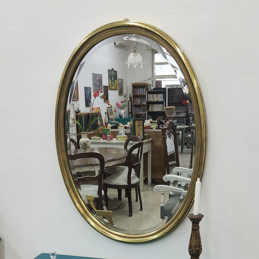 Specchio ovale foglia oro