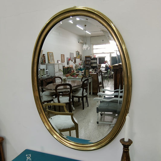 Specchio ovale foglia oro
